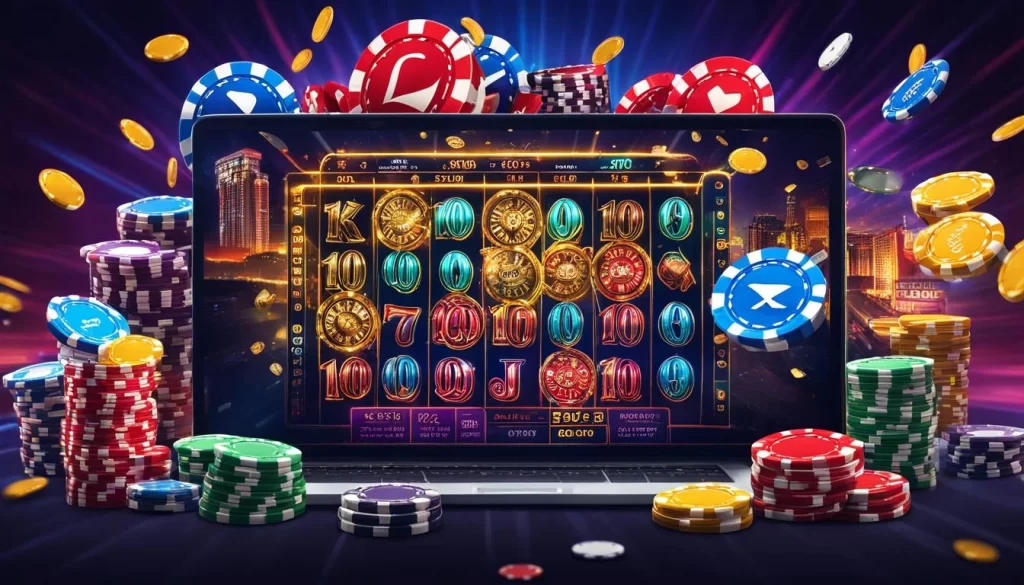 Vận động viên quần vợt đang giao bóng trong một trận đấu Grand Slam, với sân đất nện và khán giả mờ ảo